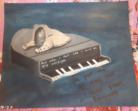 A painting of one of my cat with the lyrics of the song Cardigan, by Taylor Swift Cardigan By Taylor Swift, Stuff Drawing, R U Mine, I Wanna Be Yours, Wanna Be Yours, Lyrics Art, Taylor Swift Lyrics, Ap Art, Paint Ideas