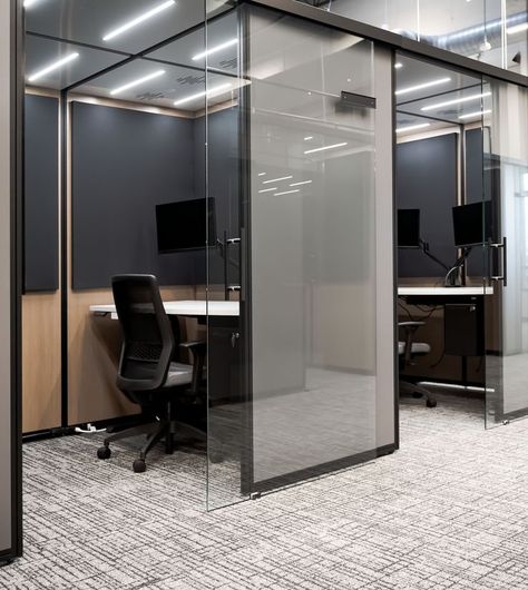 prefabricated custom office workspace from cubicall Office Ceiling Design, Office Privacy, Work Cubicle, Office Design Inspiration, Office Interior Design Modern, Modular Office, Office Pods, Office Remodel, Office Space Design