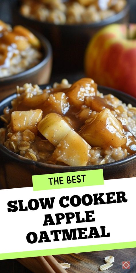 Enjoy the taste of pie in a healthy way with this Slow Cooker Caramelized Apple Oatmeal! Easy to make and full of cozy flavors, this recipe is perfect for chilly mornings. Save this pin to start your day with a warm, delicious breakfast treat. Apple Oatmeal In Crockpot, Crockpot Blueberry Oatmeal, Slow Cooker Apple Cinnamon Oatmeal, Crockpot Apple Cinnamon Oatmeal, Crockpot Baked Oatmeal, Crockpot Oatmeal Healthy, Overnight Oatmeal Crockpot, Breakfast Slow Cooker Recipes, Oatmeal In Crockpot