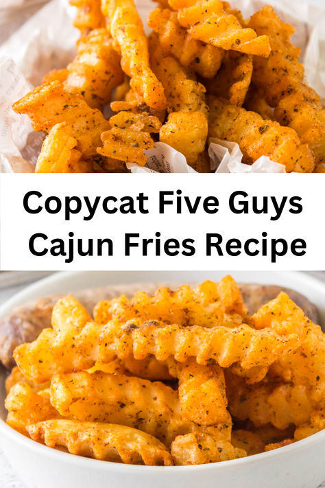 These homemade Five Guys Cajun fries are delightfully crispy and bursting with flavor from our special Cajun seasoning blend. Enjoy a healthier twist on this classic that can be prepared in both the oven and air fryer for a perfect side dish! Cajun Fries Seasoning, Fries Recipe Air Fryer, Cajun Fries Recipe, Football Sunday Food, Cajun Seasoning Recipe, Sunday Food, Recipe Air Fryer, Cajun Fries, Seasoned Fries