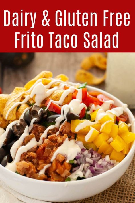 Dairy Free Mexican Recipes, Dairy Free Tacos, Frito Taco Salad, Wheat Belly Diet, Taco Meal, Dairy Free Salads, Gluten Free Tacos, Chicken Taco Salad, Gluten Free Salads