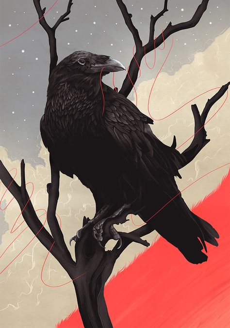 Curated collection of amazing digital art created by artists from around the world. Do you like this Pin? Feel free to save to your Digital Art board. #art, #artinspiration, #digitalart Rabe Tattoo, Crow Painting, Arte Peculiar, Crow Art, Raven Art, Art Nouveau Design, Warsaw Poland, Foto Art, Digital Art Illustration