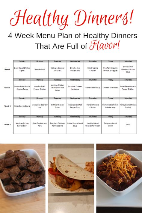 Healthy Eating Menu Plan, 4 Week Meal Plan Clean Eating, Healthy Menus For A Week, Healthy Dinner Menu For The Week, Weekly Healthy Dinner Menu Ideas, Weekly Menu Planning Healthy, Healthy Meal Calendar, Healthy Dinner Calendar, Healthy Meal Plans For Family Weekly Menu Clean Eating