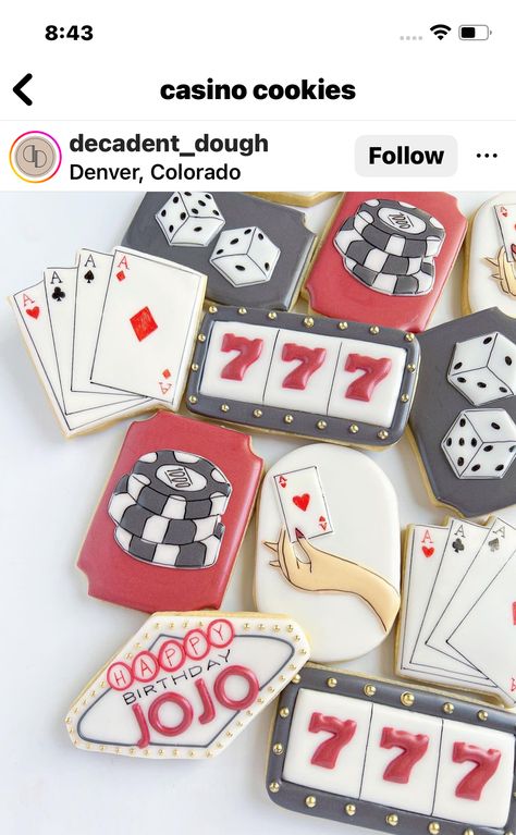 Playing Card Cookies, Game Night Cookies, Casino Cookies Decorated, Senior Tea, Boyfriend Scrapbook, Gender Reveal Cookies, Sugar Sugar, Cookie Designs, Game Night