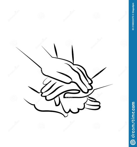 Hands Stacked On Each Other Teamwork Symbol Icons Isolated On White Background Stock Illustration - Illustration of sketch, design: 216822475 Teamwork Drawing Ideas, Helping Others Illustration, Helping Each Other Drawing, Teamwork Drawing, Teamwork Symbol, Join Hands Together, Teamwork Illustration, Together Symbol, Help Logo