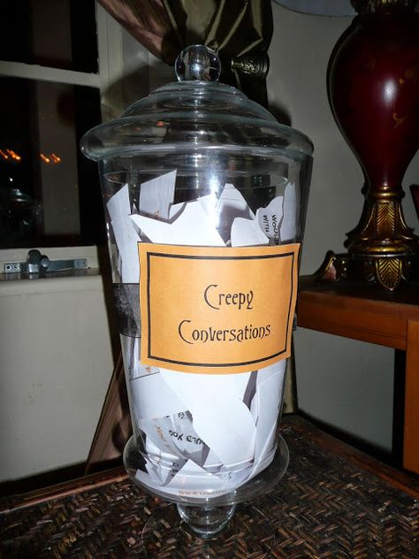 "Creepy Conversations" - Halloween Party Game Halloween Games For Teens, Teen Halloween Party, Creepy Halloween Party, Halloween Sleepover, Fun Halloween Party Games, Halloween Party Activities, Teen Halloween, Casa Halloween, Halloween Party Dinner