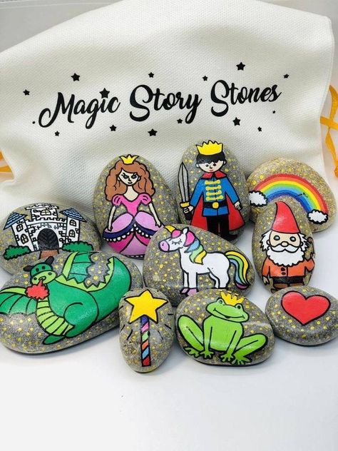 Story Stones Ideas Storytelling, Princess Story, Children's Book Characters, Princess Stories, Story Stone, Story Stones, Toddler Girl Gifts, Handmade Birthday Gifts, Fairytale Stories