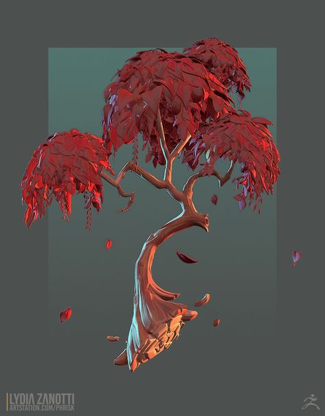 ArtStation - Stylized Autumn Tree, LYDIA ZANOTTI Stylized Tree, Autumn Tree, Autumn Trees, Zbrush, Plants, Color