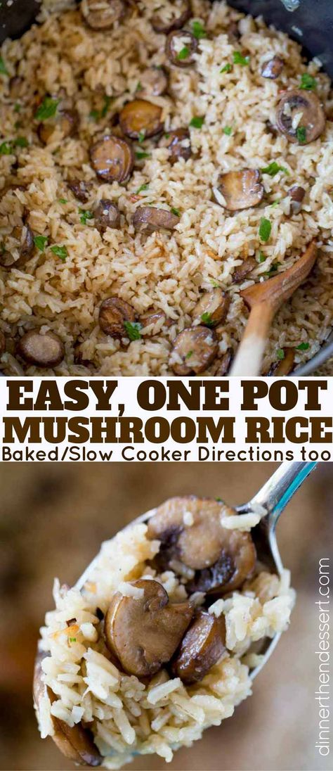 Easy Mushroom Rice Rice Mushroom Casserole Recipes, Brown Rice And Mushroom Recipe, Easy Mushroom Rice, Mushroom Brown Rice Recipes, Mushroom And Rice Recipes, Rice And Mushroom Recipes, Zucchini Muffin, Recipes Rice, Dinner Then Dessert