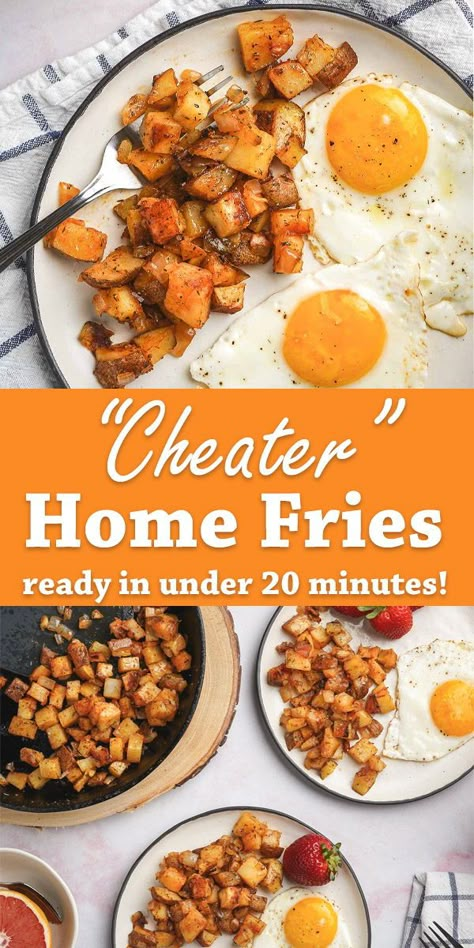 Easy Home Fries, Crispy Bacon In Oven, Home Fries Recipe, Brown Food, Potatoes In Microwave, Frozen Potatoes, Hashbrown Recipes, Home Fries, Fries Recipe