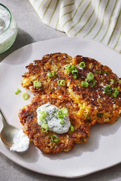 Cabbage Fritters Pancakes With Cottage Cheese, Cabbage Fritters, German Cabbage, Veggie Pancakes, Cottage Cheese Pancakes, Grated Potato, Savory Pancakes, Corn Fritters, Vegetarian Cabbage