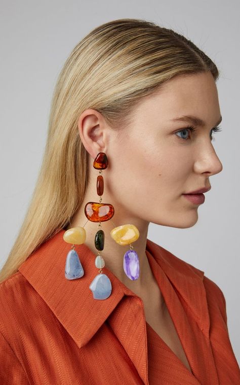 Cult Gaia Sloane Stone Chandelier Earrings #styleblogger #styleinspiration #fashion #accessories #style #women Stone Chandelier, Girls Jewelry Box, Earrings Chandelier, Bold Accessories, Earring Trends, Handmade Beaded Jewelry, Cult Gaia, Big Earrings, Sea Glass Jewelry