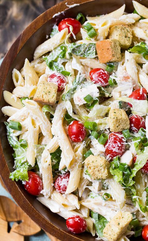 Salad Caesar, Homemade Caesar Dressing, Chicken Caesar Pasta, Amazing Salads, Caesar Pasta Salad, Homemade Caesar, Caesar Pasta, Light Summer Meals, Chicken Caesar Pasta Salad