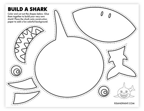 build a shark printable Build A Shark Craft, Construction Paper Shark, Build A Shark Printable, Toddler Shark Activities, Printable Shark Template, Shark Craft Kindergarten, Shark Worksheets Preschool, Shark Kindergarten Activities, Baby Shark Activities For Toddlers