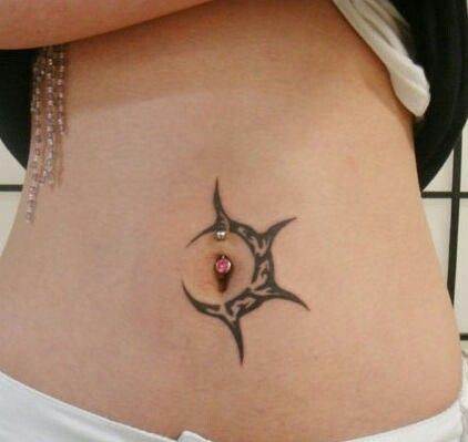 Spiked cresent Belly Button Tattoos, Lower Belly Tattoos, Abdomen Tattoo, Belly Button Tattoo, Tummy Tattoo, Button Tattoo, Stomach Tattoos Women, Infinity Tattoo Designs, Belly Tattoos