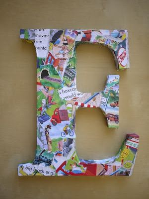 How to make custom name letters using children's book pages. A simple and inexpensive DYI craft tutorial. Wooden Initial Letters Wall Decor, Decoupage Letters, Name Letters, Inspirational Phrases, Letter A Crafts, Pregnancy Birth, Letter E, Craft Tutorial, Letter Wall