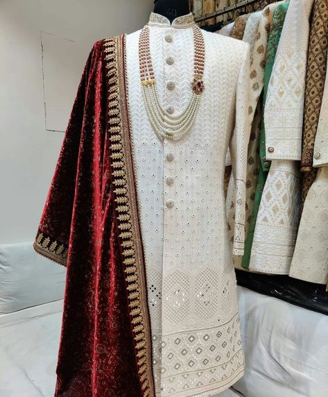 Reception Dress Groom Indian, Indian Groom Wedding Outfit, Groom Sherwani Indian, Three Piece Suit Wedding, Indian Wedding Suits Men, Sherwani For Groom, Indian Groom Dress, Indian Wedding Clothes For Men, Sherwani For Men Wedding