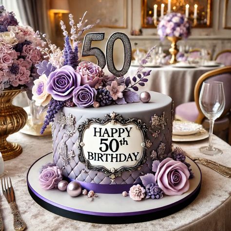 50th Birthday Cake Ideas Images 3 51st Birthday Cake For Women, 50th Birthday Ideas For Women Cakes, Birthday Cake 50th Women, 50th Birthday Cake Ideas For Women, Purple And Silver Cake, 50 Birthday Cake Ideas For Women, 55th Birthday Cake, 50th Birthday Cake Ideas, 50th Birthday Cake Images