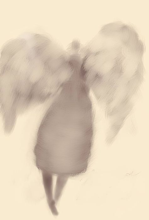 Angel from Behind - SoulCraftZone Angel From Behind, Angels Guardian, Paintings Prints, Guardian Angels, Black N White Images, Angel Art, Color Lines, Paintings & Prints, Painting Ideas