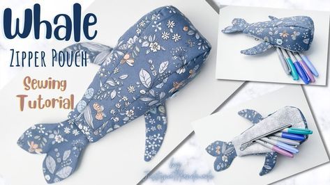 Fish Pencil Case Pattern, Whale Pencil Case Pattern, Whale Pouch, Zipper Pouch Sewing Pattern, Fish Pencil Case, Pouch Sewing Pattern, Pencil Case Sewing, Pencil Case Pattern, Diy Pencil Case