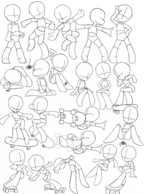 How To Draw Mini Characters, Cartoon Drawing Reference Poses, Cartoon Anatomy Poses, Cartoon Poses Reference, Pose Practice, Body Bases, Cartoon Body, Art Bases, Base Drawing