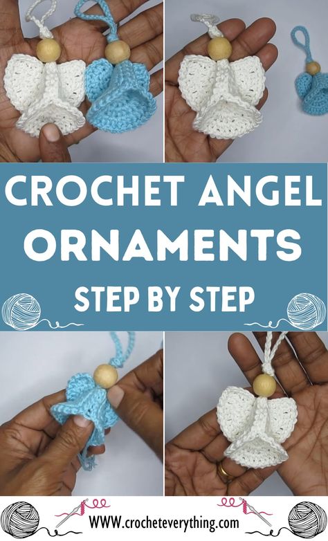 Crochet Angel Ornaments Crocheted Angel Ornaments Free Pattern, Crocheted Angel Ornaments, Crochet Christmas Angel Free Pattern, Crochet Angel Pattern Free, Crochet Angel Ornament Free Pattern, Crochet Angels Free Pattern, Whimsical Angels, Crochet Angel Ornament, Christmas Angel Ornaments Handmade