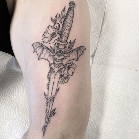 Bat Dagger Tattoo, Dagger Tattoo, I Tattoo, Tatting, Tattoos