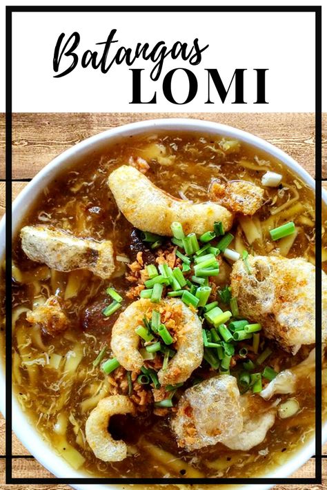 Craving for a bowl of Lomi? #Batangas got you covered, the home of best Lomi in the Philippines.  What makes it extra special? Batangas Lomi is overloaded with toppings and super thick soup.  Liam's Lomi House is one of the most recommended Lomi houses because of its lechon kawali toppings.  It is just 15 minutes away from Neviare. Liam's is situated in Recenos Compound, Sabang, Gen. Luna St., Lipa City, Batangas.   #BatangasLomi #FoodTrip #DiscoverSouth Lomi Batangas, Beef Pares, Small Business Ideas Startups, Batangas Philippines, Lechon Kawali, Thick Soup, Filipino Foods, Diy Photo Book, Food Trip