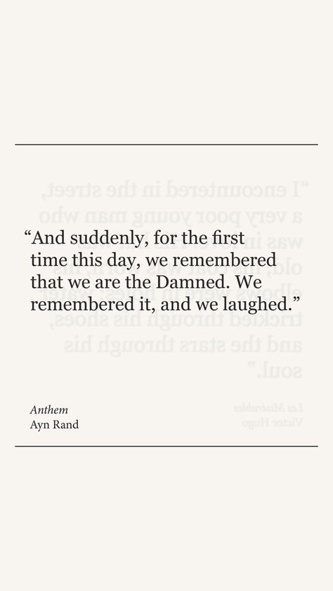 #aynrand #anthem #qotd Anthem Ayn Rand, Classic Literature Quotes, Ayn Rand Quotes, Oscar Wilde Quotes, Ayn Rand, Post Quotes, Literature Quotes, Henry David Thoreau, New Heart