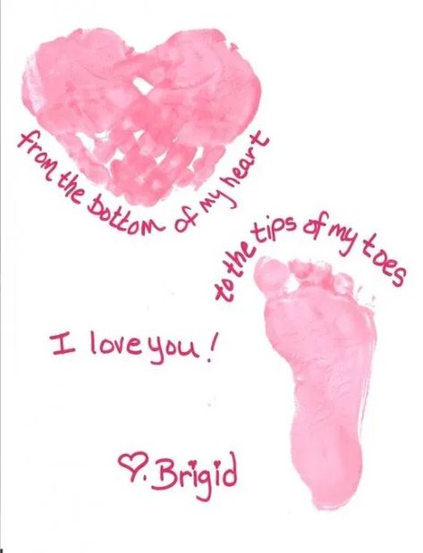 Hand Print Art, Valentines Bricolage, February Crafts, Footprint Crafts, Valentine's Day Crafts For Kids, Preschool Valentines, Valentine Crafts For Kids, Toddler Valentines, Foot Print