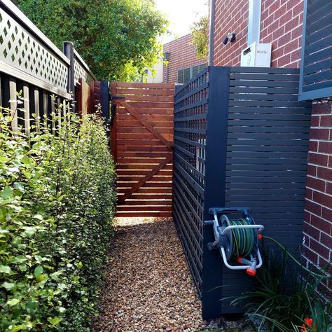 Screening Ideas, Timber Screens, Garden Fence Panels, Timber Slats, Screen Enclosures, Hot Water Tank, Deck Projects, Brick Pavers, Hot Water System