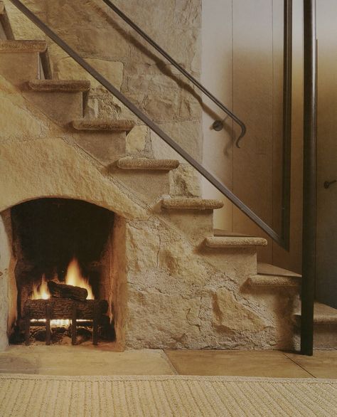 Stair space fireplace Fireplace Styles, South Shore Decorating, Stair Case, Cob House, Renovation Design, Natural Building, Hearth And Home, Earthship, Stairway To Heaven