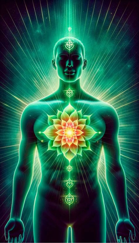 Spiritual Vision Board, Kali Picture, Surreal Photoshop, Green Chakra, Human Energy, Anahata Chakra, The Seven Chakras, Heart Chakra Healing, Chakra Symbols