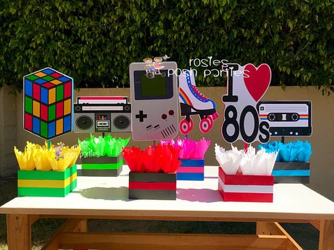 I love the 80s birthday bash party centerpieces 80s party decoration 80s birthday I love the 80s centerpiece party favors SET OF 6 90s Party Decorations, 80s Birthday, 80s Party Decorations, I Love The 80s, 80s Birthday Parties, Guest Table Centerpieces, Centerpiece Party, Woodland Animal Birthday, Baby Party Decorations