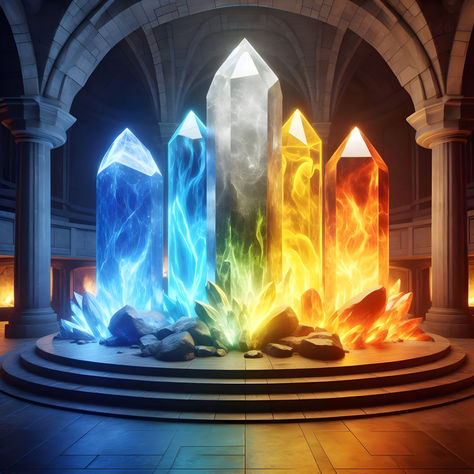 Elemental Temple Beauty 🌟🏯 Discover a stunning graphic of a temple adorned with colorful crystals representing the four elements. Perfect for adding a mystical and serene touch to your space. Embrace the harmony of nature and art! #ElementalArt #TempleGraphic #MysticalDesign The Elements, Elements Aesthetic, Soul Gem, Fantasy Place, Fantasy Journal, Element Chart, The 4 Elements, Temple Drawing, Colorful Crystals