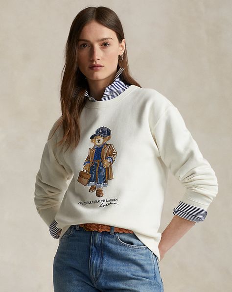 Polo Bear Cotton-Blend Sweatshirt | Ralph Lauren® Australia Polo Outfit, Polo Ralph Lauren Sweatshirt, Pattern Logo, Polo Bear, Jersey Sweatshirt, Ralph Lauren Long Sleeve, Polo Sport, Women Street, Winter Fits