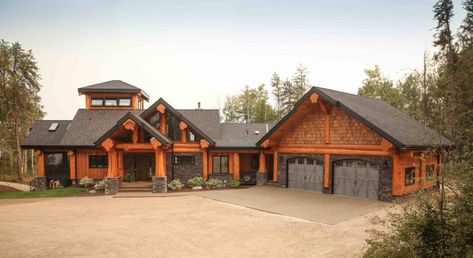 Home Exterior Styles, Log Homes Exterior, Log Home Interior, How To Build A Log Cabin, Post And Beam Home, Log Home Interiors, Log Home Designs, Log Home Decorating, Exterior Home