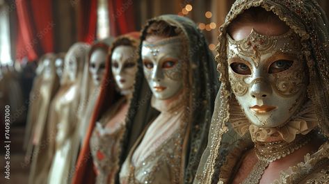 French masquerade ball, where candlelit elegance meets mysterious allure. Guests in opulent costumes and intricate masks dance in a grand hall, weaving tales of intrigue and romance. Mask Dance, Gold Mask, Masquerade Ball, Romance, Mask