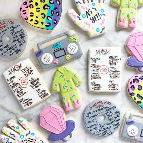 90s Sleepover, Dirty 30 Birthday Party, Bachelorette Party Cookies, Pop Star Party, Bachelorette Cookies, Themed Bachelorette Party, Christmas Gifts For Brother, 90s Theme Party, Royal Icing Sugar