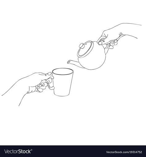 Tea Vector, Pouring Tea, Drawing Reference, Line Drawing, Hand Poured, Tea Pots, White Background, Vector Images, Vector Free