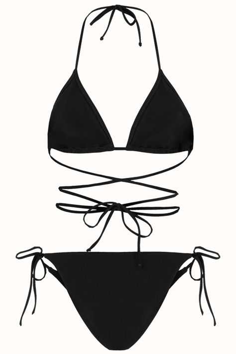 -Bikini set with adjustable tie-up detail. 80%PA 20%EA Grunge Bathing Suits, Grunge Swimsuit, Cute Bathing Suits Bikinis, Two Piece Swimsuit Bikinis, Black Bikinis, Black Bathing Suit, Black Two Piece, Black Bathing Suits, Cute Bathing Suits