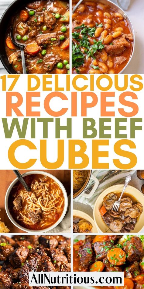 If you are wanting to enjoy more delicious beef cube dinners you need to try these mouth-watering easy beef cube recipes. These flavorful beef cube dishes are super easy to make for an easy dinner any night of the week. Chunks Of Beef Recipe, What To Do With Beef Cubes, Meals With Cubed Beef, Meat Cubes Recipes, Cubed Meat Recipes, Recipes For Beef Cubes, Sirloin Beef Cubes Recipes, Easy Dinner Recipes With Beef Cubes, Chuck Cubes Recipes