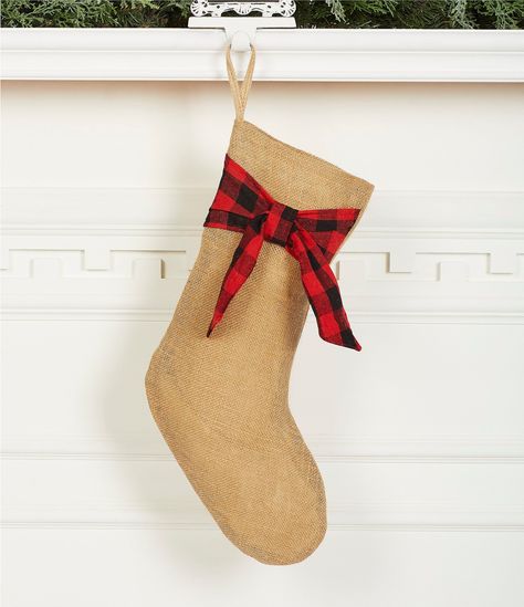 Burlap Buffalo Check Burlap Stocking This Burlap Christmas stockings are easlily monogramed and the black check will add homespun joyful charm to your farmhouse holiday decor. Easily monogramed and you can add your own personalization. This typically ships from Texas in 2 to 3 days. Shop Great Gifts at MainStreet Mercantile.