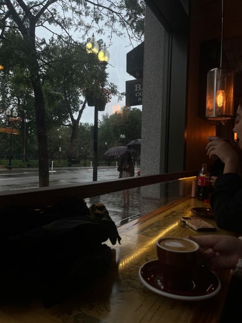 dark academia ; coffee shop ; rain ; boston Coffee Shop At Night Aesthetic, Fall Aesthetic Coffee Shop, Rainy Day Coffee Shop Aesthetic, Boston Coffee Shop Aesthetic, Coffee Shop Autumn, Coffee Shop Dark Aesthetic, Coffee Shop Aesthetic Dark, Rainy Coffee Shop Aesthetic, Me Core Aesthetic Dark