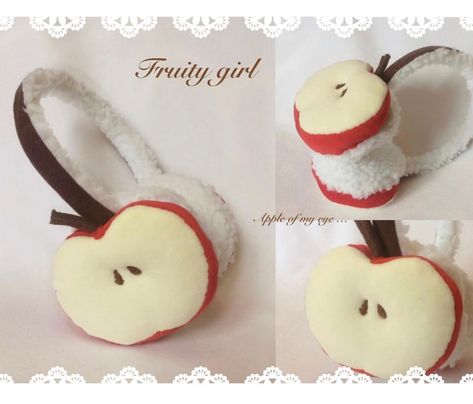 Apple Accessories Aesthetic, Apple Hair Clip, Apple Inspired Outfits, Apple Earmuffs, Applecore Outfit, Apple Core Aesthetic, Twee Accessories, Cute Aesthetic Things To Buy, Applecore Aesthetic