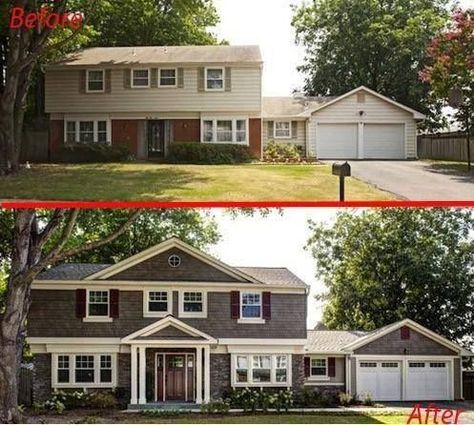 20 Home Exterior Makeover Before and After Ideas - Home Stories A to Z Renovation Facade, Exterior Home Renovation, Architecture Renovation, Home Exterior Makeover, Exterior Home, Exterior Makeover, Casa Exterior, Exterior Remodel, After Pictures