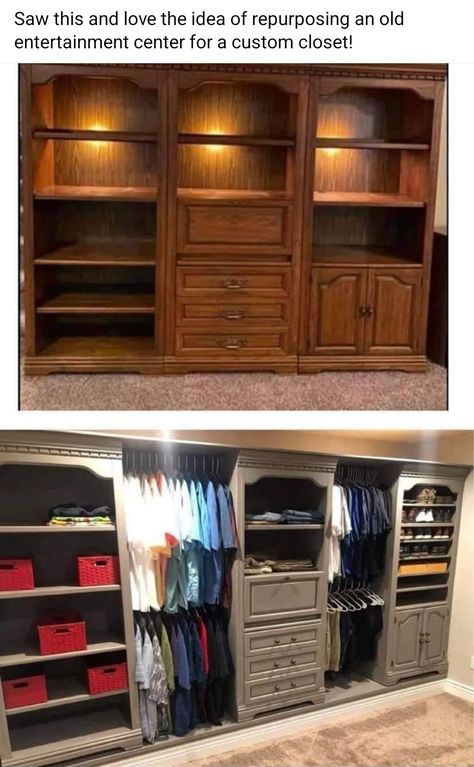 Clothing Closet Organization, Clothing Closet, Diy Furniture Renovation, Custom Closet, Furniture Renovation, Master Closet, Repurposed Furniture Diy, Refurbished Furniture, Closet Bedroom