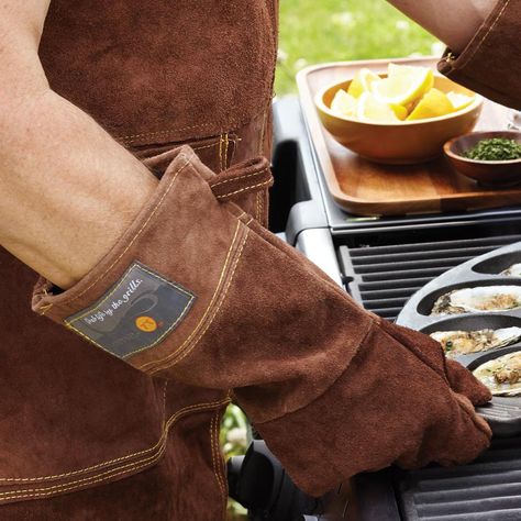 Grilling Gadgets, Bacon Bar, Charcoal Chimney, Grilling Apron, Shucking Oysters, Brown Leather Gloves, Back Fat Workout, Grill Apron, Bbq Apron