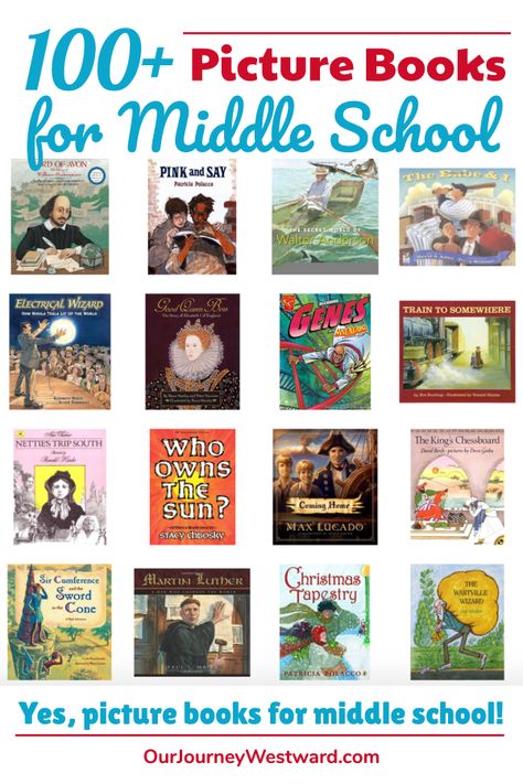 Books For Middle School, Best Picture Books, Homeschool Middle School, Middle School Books, Middle School Libraries, 6th Grade Reading, Middle School Reading, Middle Grade Books, Read Aloud Books