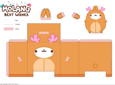 Papercraft Molang, Evoluzioni Eevee, Diy Gift Box Template, Paper Doll Craft, 3d Templates, Hello Kitty Printables, Paper Box Template, Paper Dolls Clothing, Hello Kitty Crafts